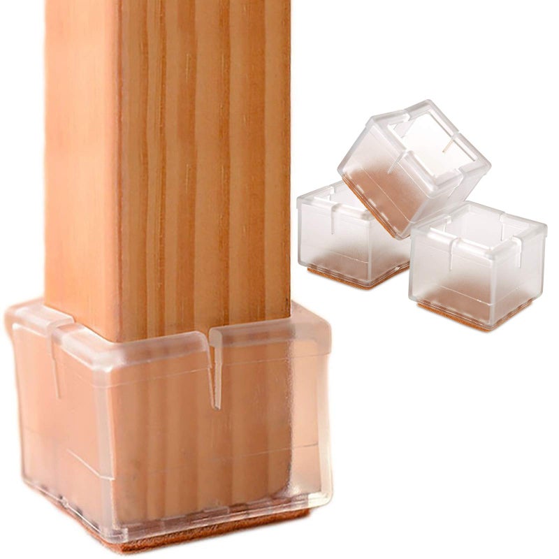 Anwenk 24Pack Anwenk Chair Leg Floor Protectors Silicone Chair Leg Protectors Leg Caps Furniture Protectors Table Chair Feet Protectors Square 1 1/4"-1 3/8",Clear - Image 1